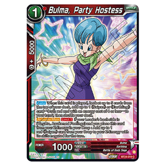 Dragon Ball Super - B24 - Beyond Generations - Bulma, Party Hostess - BT24-018
