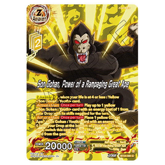 Dragon Ball Super - B24 - Beyond Generations - Son Gohan, Power of a Rampaging Great Ape - BT24-081-SPR