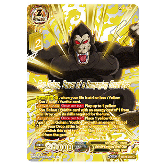 Dragon Ball Super - B24 - Beyond Generations - Son Gohan, Power of a Rampaging Great Ape - BT24-081-SPR02