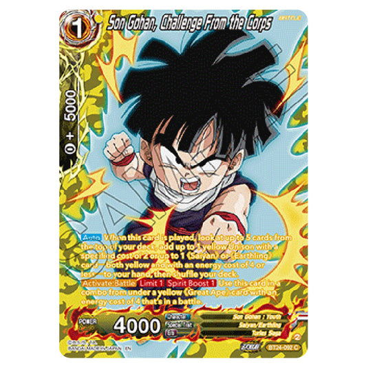 Dragon Ball Super - B24 - Beyond Generations - Son Gohan, Challenge From the Corps - BT24-092_PR