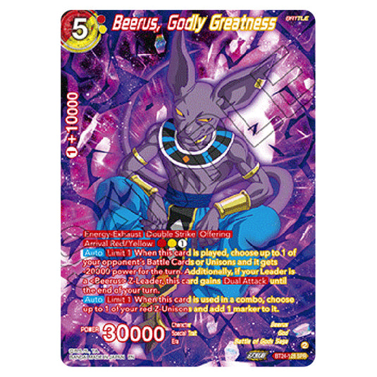 Dragon Ball Super - B24 - Beyond Generations - Beerus, Godly Greatness - BT24-128_PR