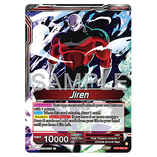 Jiren BT27-002_PR card from the Dragon Ball Super Card Game set B27 - History of Z