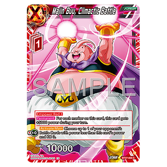Majin Buu, Climactic Battle BT27-004 card from the Dragon Ball Super Card Game set B27 - History of Z