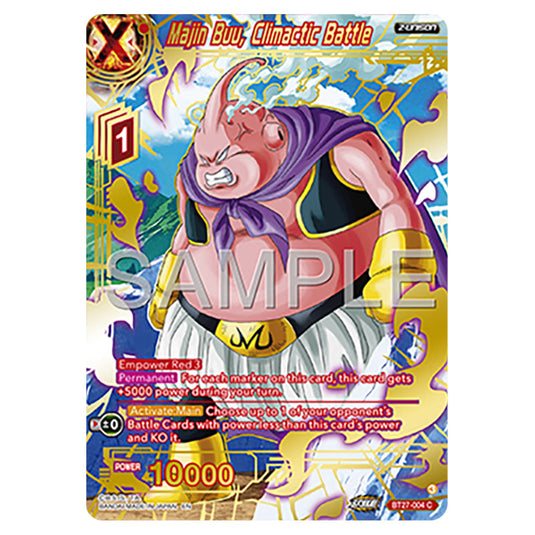 Majin Buu, Climactic Battle BT27-004_PR card from the Dragon Ball Super Card Game set B27 - History of Z