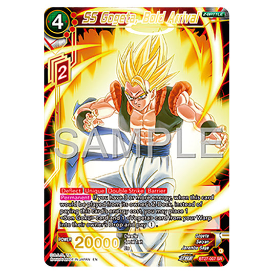 SS Gogeta, Bold Arrival BT27-007 card from the Dragon Ball Super Card Game set B27 - History of Z