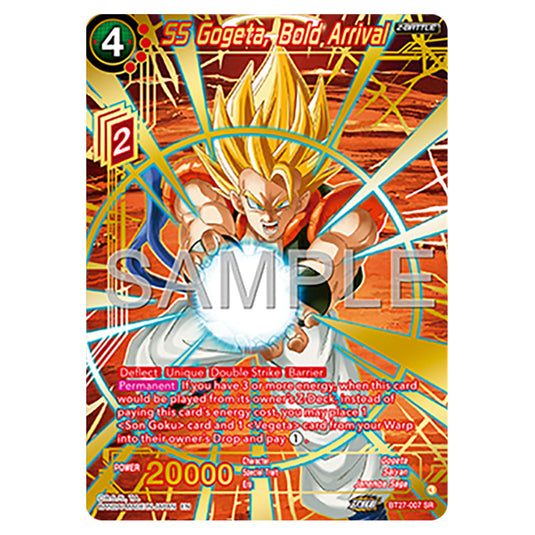 SS Gogeta, Bold Arrival BT27-007_PR card from the Dragon Ball Super Card Game set B27 - History of Z