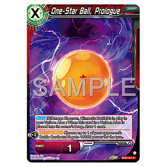 One-Star Ball, Prologue BT27-011 card from the Dragon Ball Super Card Game set B27 - History of Z