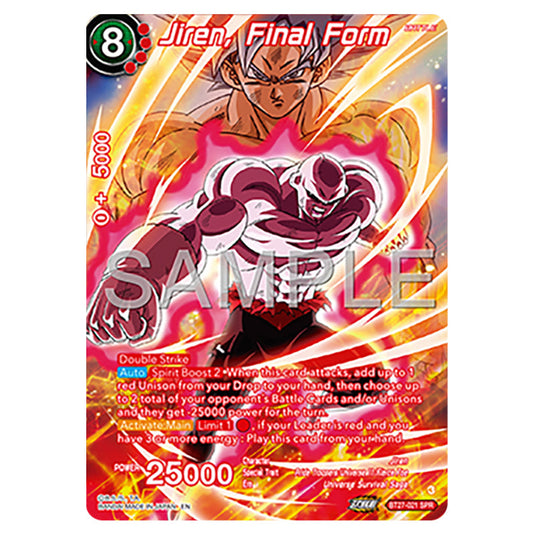 Jiren, Final Form BT27-021_SPR card from the Dragon Ball Super Card Game set B27 - History of Z
