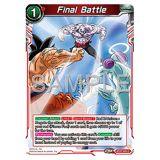 Final Battle BT27-025 card from the Dragon Ball Super Card Game set B27 - History of Z