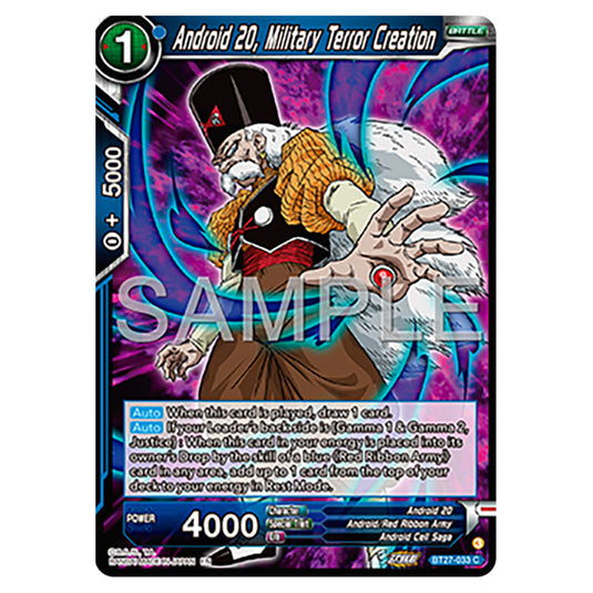Android 20, Military Terror Creation BT27-033 card from the Dragon Ball Super Card Game set B27 - History of Z