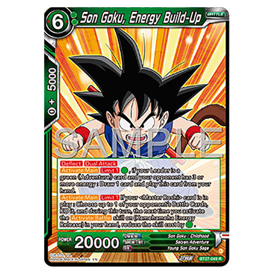 Son Goku, Energy Build-Up BT27-049 card from the Dragon Ball Super Card Game set B27 - History of Z
