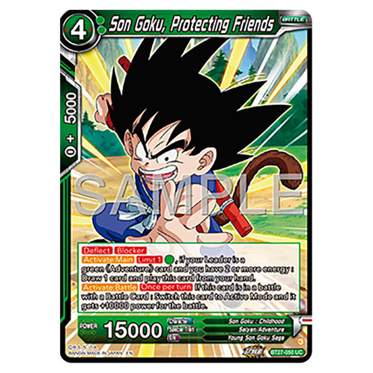 Son Goku, Protecting Friends BT27-050 card from the Dragon Ball Super Card Game set B27 - History of Z