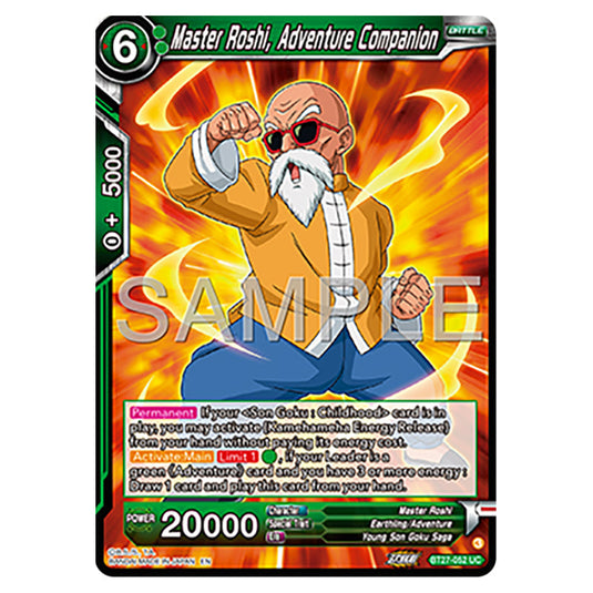 Master Roshi, Adventure Companion BT27-052 card from the Dragon Ball Super Card Game set B27 - History of Z