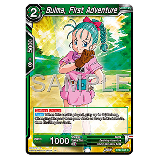 Bulma, First Adventure BT27-053 card from the Dragon Ball Super Card Game set B27 - History of Z