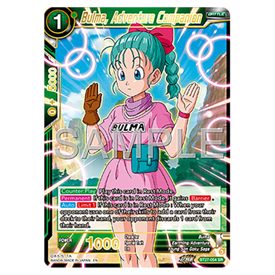 Bulma, Adventure Companion BT27-054 card from the Dragon Ball Super Card Game set B27 - History of Z