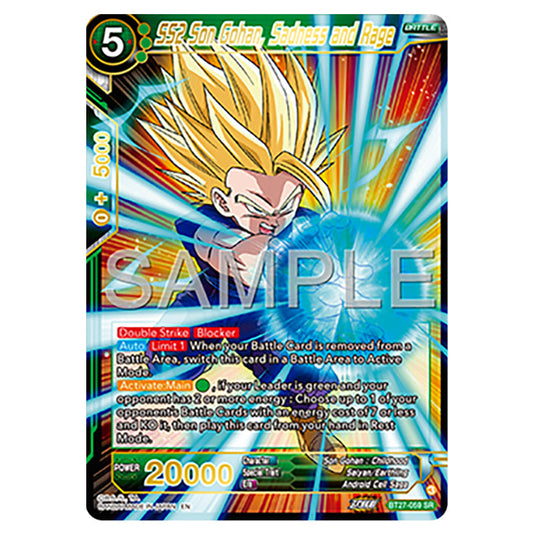 SS2 Son Gohan, Sadness and Rage BT27-059 card from the Dragon Ball Super Card Game set B27 - History of Z