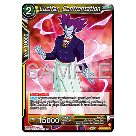 Lucifer, Confrontation BT27-072 card from the Dragon Ball Super Card Game set B27 - History of Z