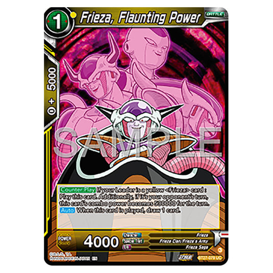 Frieza, Flaunting Power BT27-079 card from the Dragon Ball Super Card Game set B27 - History of Z