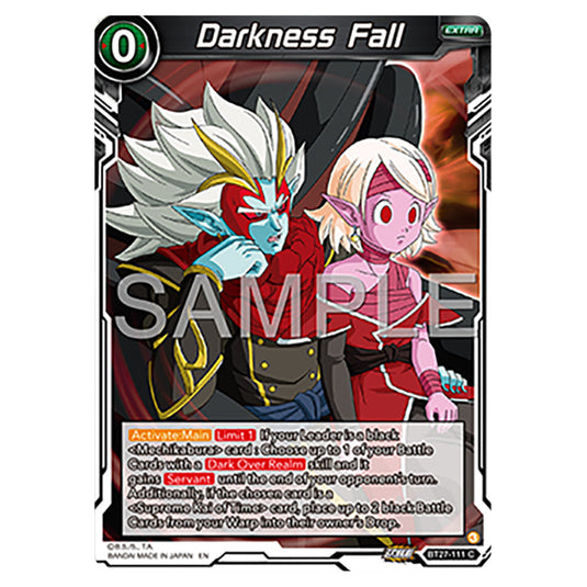 Darkness Fall BT27-111 card from the Dragon Ball Super Card Game set B27 - History of Z