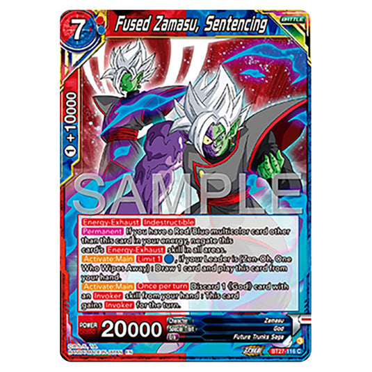 Fused Zamasu, Sentencing BT27-116 card from the Dragon Ball Super Card Game set B27 - History of Z
