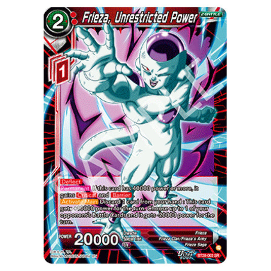 Frieza, Unrestricted Power Super Rare card from the Dragon Ball Super Card Game set Prismatic Clash