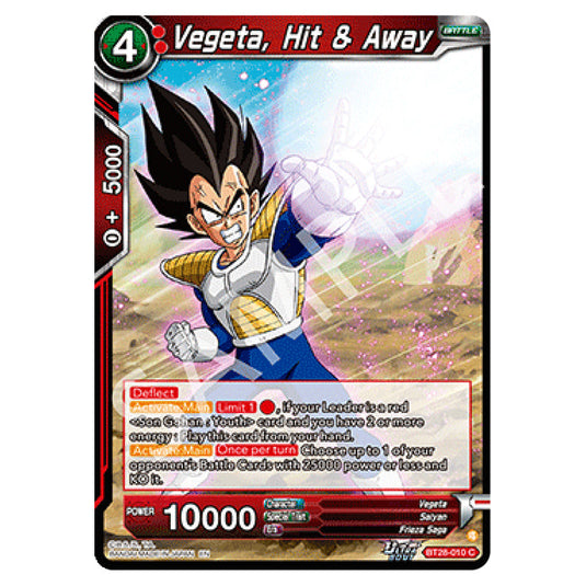 Vegeta, Hit & Away Common card from the Dragon Ball Super Card Game set Prismatic Clash