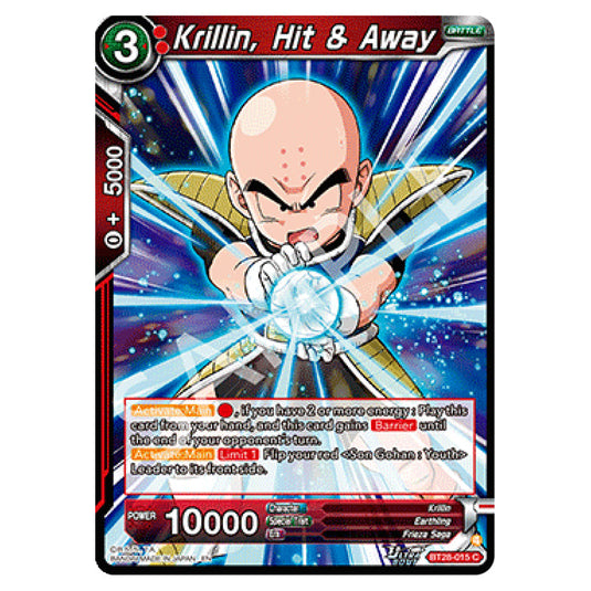 Krillin, Hit & Away Common card from the Dragon Ball Super Card Game set Prismatic Clash