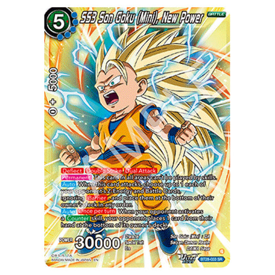 SS3 Son Goku (Mini), New Power Super Rare card from the Dragon Ball Super Card Game set Prismatic Clash