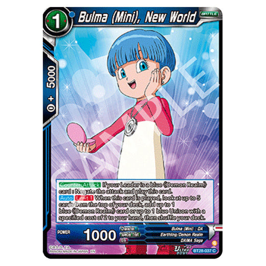 Bulma (Mini), New World Common card from the Dragon Ball Super Card Game set Prismatic Clash