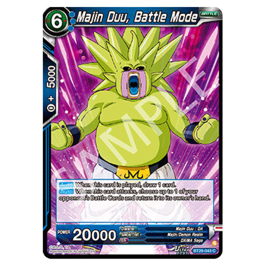 Majin Duu, Battle Mode Common card from the Dragon Ball Super Card Game set Prismatic Clash