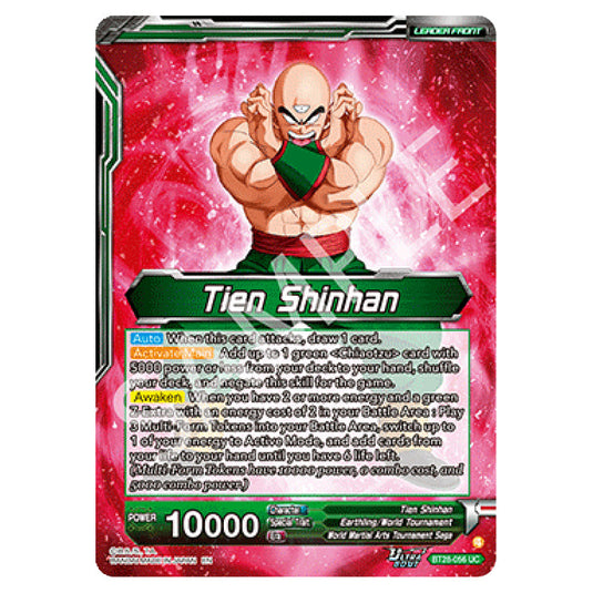 Tien Shinhan // Tien Shinhan, Return of the Mysterious Technique Alternate Art card from the Dragon Ball Super Card Game set Prismatic Clash