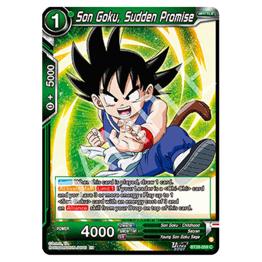 Son Goku, Sudden Promise Common card from the Dragon Ball Super Card Game set Prismatic Clash