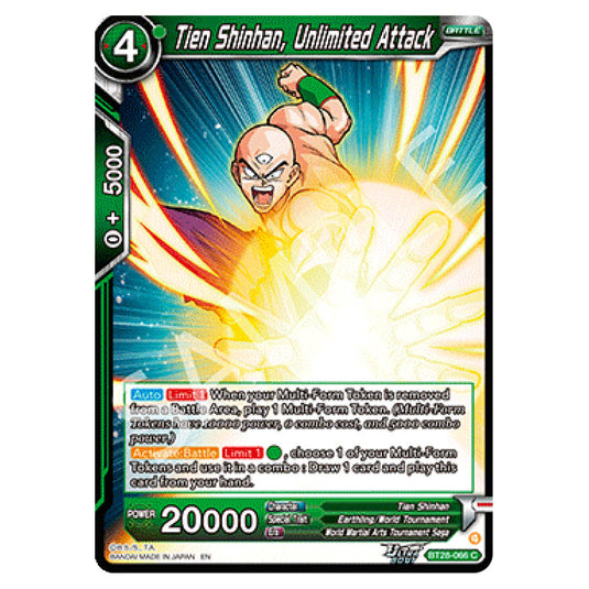 Tien Shinhan, Unlimited Attack Common card from the Dragon Ball Super Card Game set Prismatic Clash