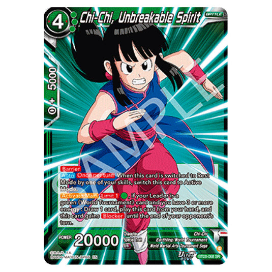 Chi-Chi, Unbreakable Spirit Super Rare card from the Dragon Ball Super Card Game set Prismatic Clash