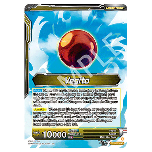 Vegito // SS Vegito, Transcendent Rage Uncommon card from the Dragon Ball Super Card Game set Prismatic Clash
