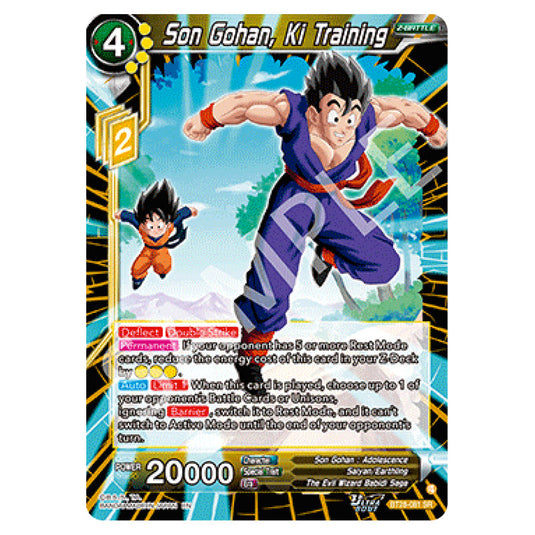 Son Gohan, Ki Training Super Rare card from the Dragon Ball Super Card Game set Prismatic Clash