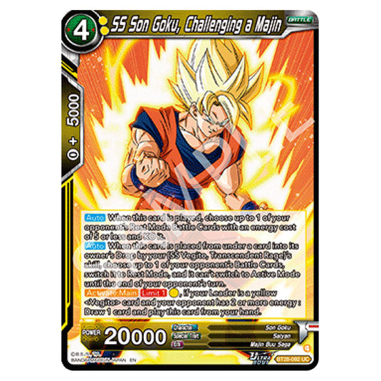 SS Son Goku, Challenging a Majin Uncommon card from the Dragon Ball Super Card Game set Prismatic Clash