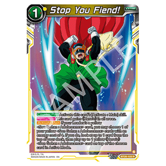 Stop You Fiend! Rare card from the Dragon Ball Super Card Game set Prismatic Clash
