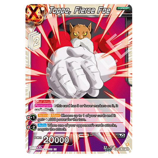 Toppo, Fierce Foe Common card from the Dragon Ball Super Card Game set Prismatic Clash