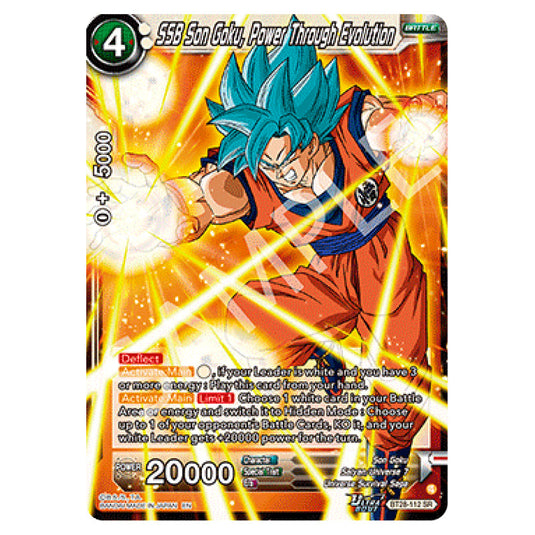 SSB Son Goku, Power Through Evolution Super Rare card from the Dragon Ball Super Card Game set Prismatic Clash