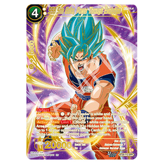 SSB Son Goku, Power Through Evolution Special Rare card from the Dragon Ball Super Card Game set Prismatic Clash