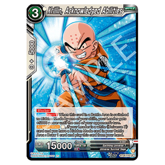 Krillin, Acknowledged Abilities Uncommon card from the Dragon Ball Super Card Game set Prismatic Clash
