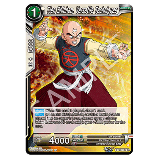 Tien Shinhan, Versatile Techniques Common card from the Dragon Ball Super Card Game set Prismatic Clash