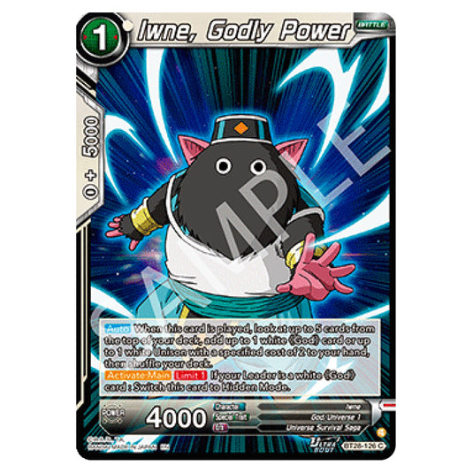 Iwne, Godly Power Common card from the Dragon Ball Super Card Game set Prismatic Clash