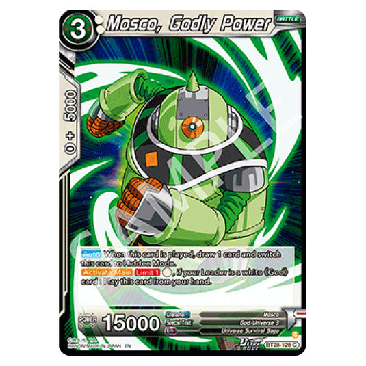 Mosco, Godly Power Common card from the Dragon Ball Super Card Game set Prismatic Clash