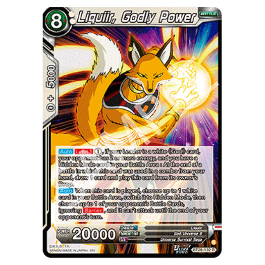 Liquiir, Godly Power Rare card from the Dragon Ball Super Card Game set Prismatic Clash