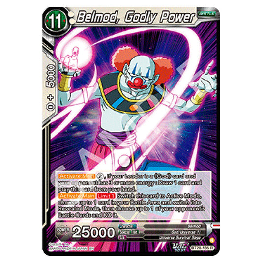 Belmod, Godly Power Rare card from the Dragon Ball Super Card Game set Prismatic Clash