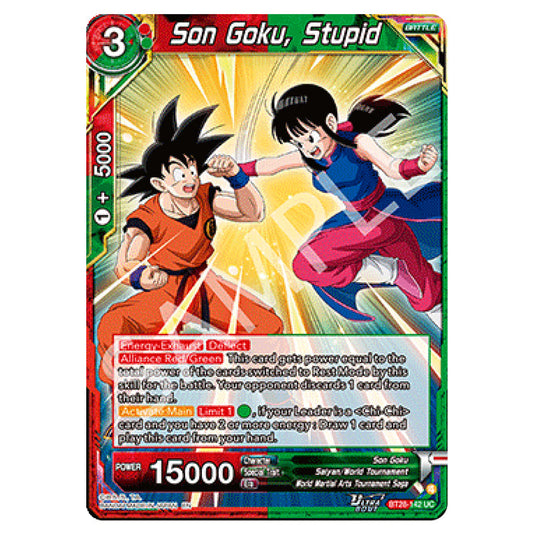 Son Goku, Stupid Uncommon card from the Dragon Ball Super Card Game set Prismatic Clash