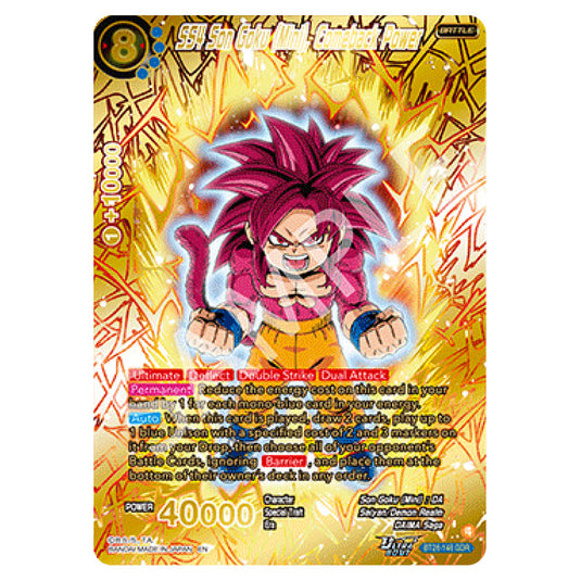 SS4 Son Goku (Mini), Comeback Power God Rare card from the Dragon Ball Super Card Game set Prismatic Clash
