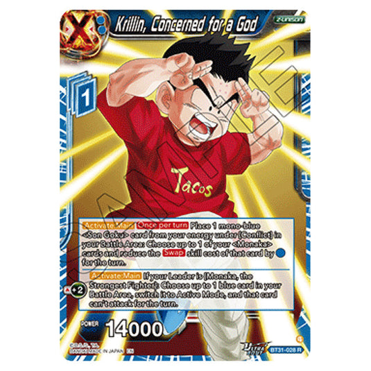 Krillin, Concerned for a God Z-UNISON card from the Dragon Ball Super Card Game set Impact Beyond Dimension (BT31-028)